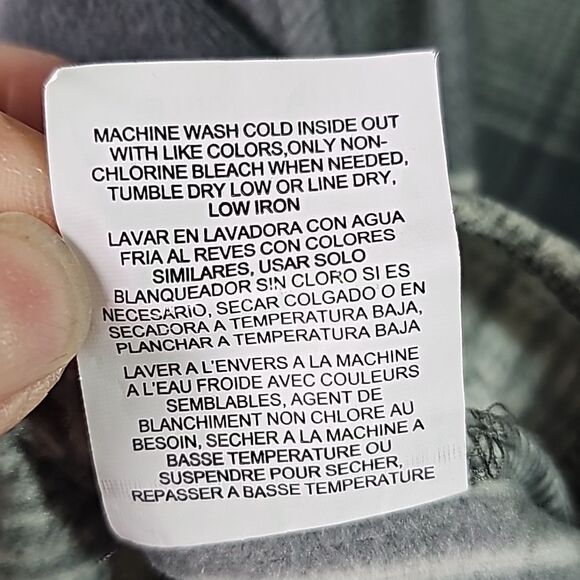 Shirt Button Front Super Soft Flannel Feel Gray Plaid Utility Baggy Size 1X Plus - Picture 5 of 5